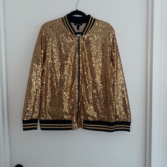 Torrid Gold Sequin Bomber Jacket - Picture 3 of 6